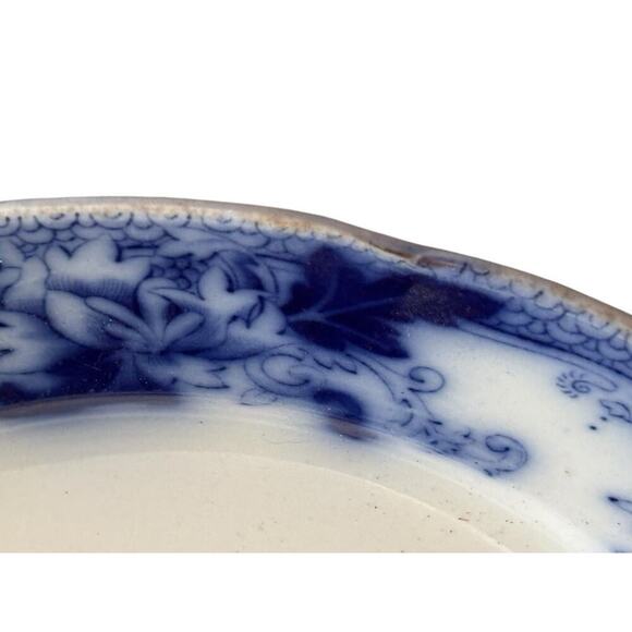 Vintage Flow Blue John Maddock & Sons- England Royal Fine Roseville Plate 9 7/8” - Picture 8 of 13